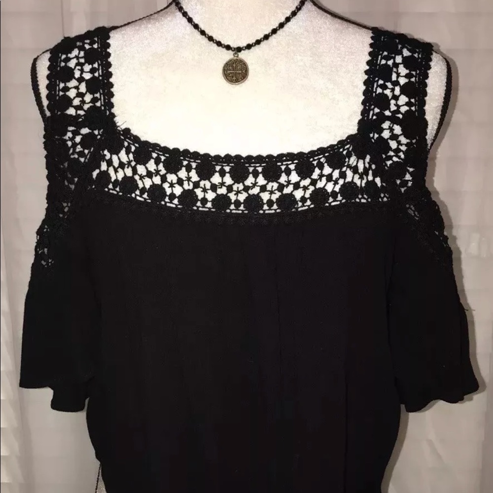 American Rag Cold Shoulder Black Knit Top XXS